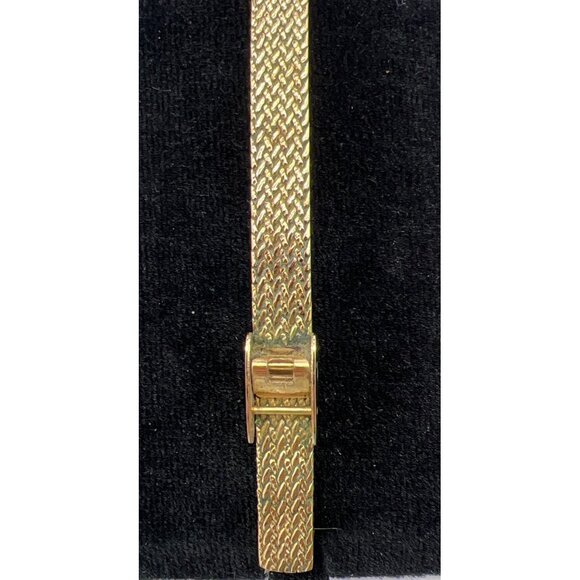Precision By Gruen Gold-Tone Quartz Watch With Black Dial & Woven Bracelet Stain main image 5